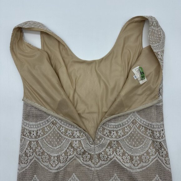 Damianou Size Large Beige Silver Metallic Sleeveless Great Gatsby Flapper Dress - Picture 7 of 9